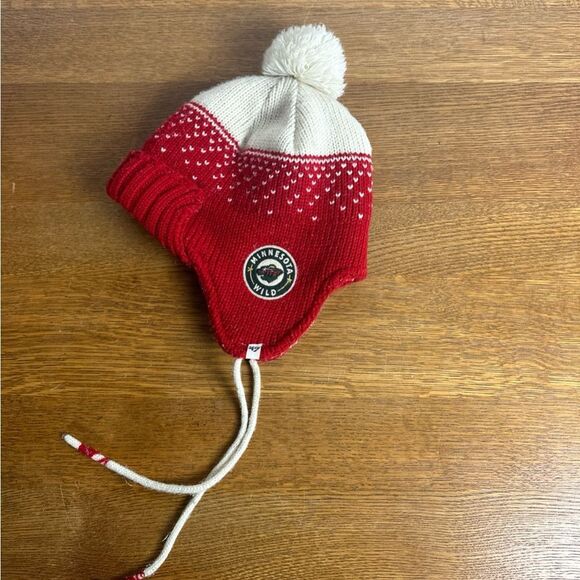 NHL~RED MINNESOTA WILD LOGO ARGYLE NORDIC KNIT STOCKING HAT~CAP~BEANIE - Picture 1 of 8
